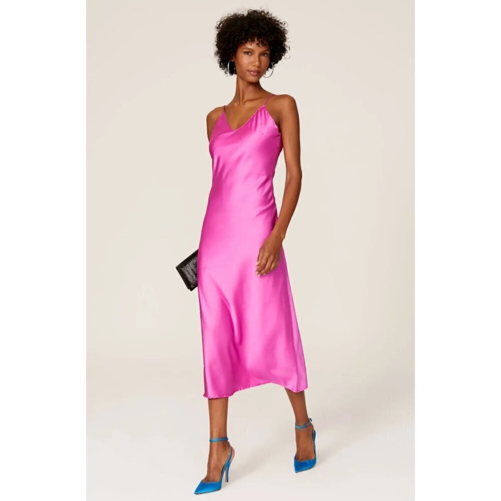 O.P.T. Pink Silky DONA Slip Dress Size Small